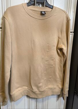 Level Men's Long Sleeve Graphic Crewneck Pullover Sweatshirt Tan Size Medium